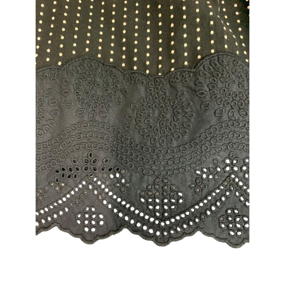 Size 6 Ann Taylor Womens A-Line Black Polka Dot Skirt Eyelet Hem